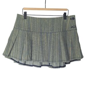 dELiA*s - Women's "Sliding Doors" Green Blue Pinstripe Y2K Pleated Skirt Size L